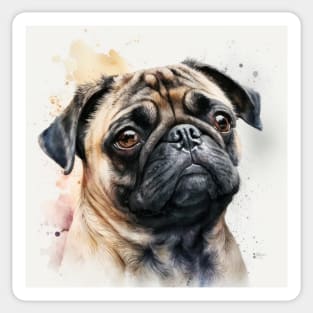 Pug Watercolour Style Painting Sticker